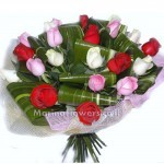 Bouquet of 11 colored roses with chocolate as a gift!